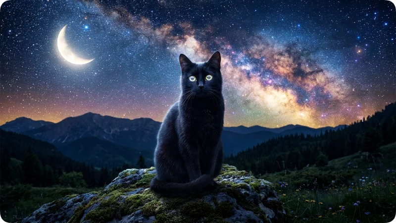 Celestial and Night-Themed Female Black Cat Names