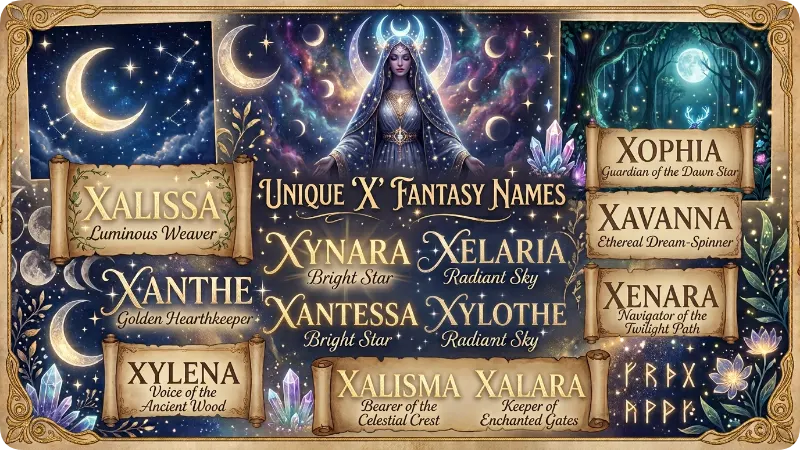 Celestial, Fantasy & Mythical X Girl Names