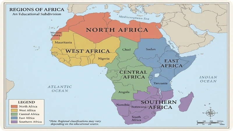 Regional Map Label Map of Africa With Country Names: Labeled Map in 2026