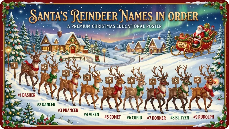 Santa’s Reindeer Names in Order